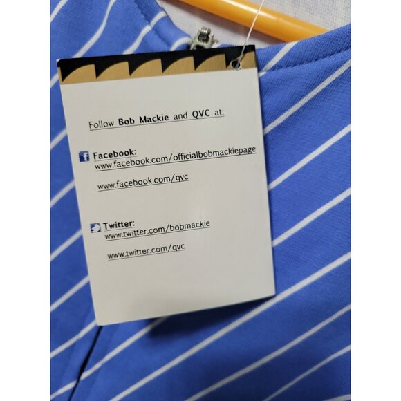 Bob Mackie Wearable Art Jacket Full Zip Size M Womens Blue Stripe Floral Vtg NWT - Picture 10 of 15